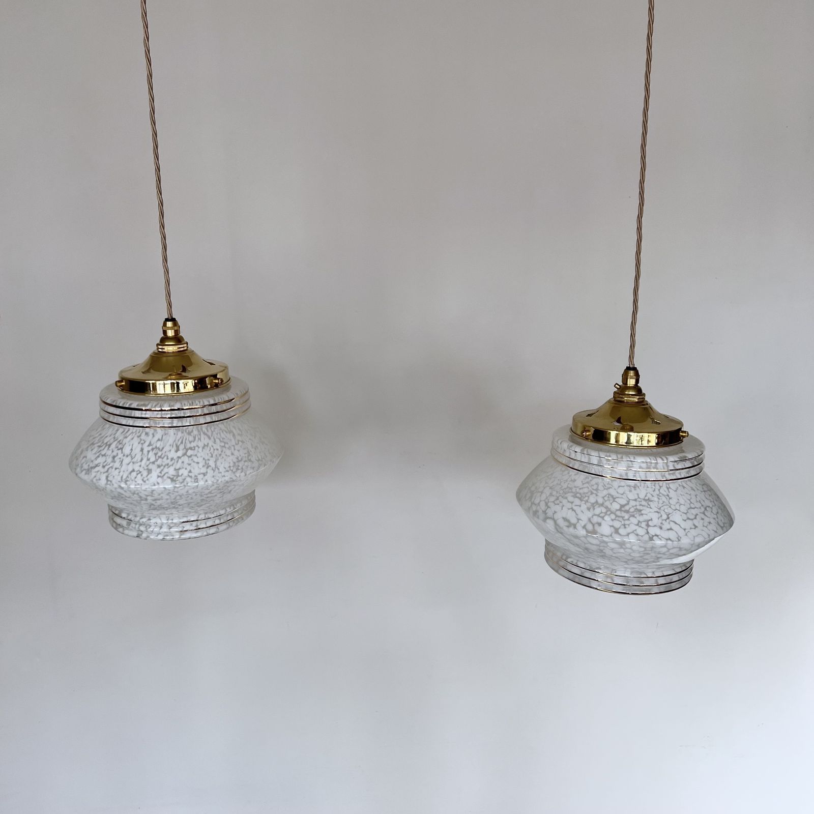 One Mid Century White Clichy Glass Enclosed Shade photo Lighting