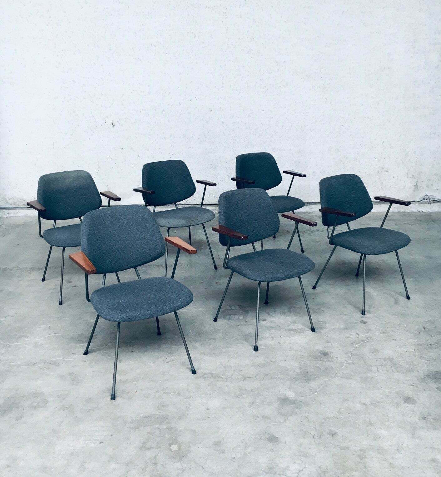 Midcentury Modern Design Office Chair Set By Wim Rietveld For Kembo, Netherlands 1950's photo buy
