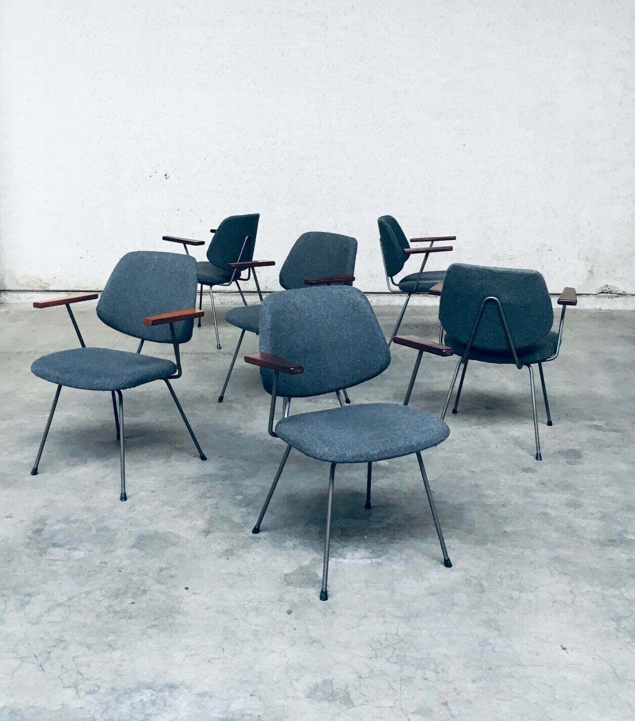 photo for sale Midcentury Modern Design Office Chair Set By Wim Rietveld For Kembo, Netherlands 1950's