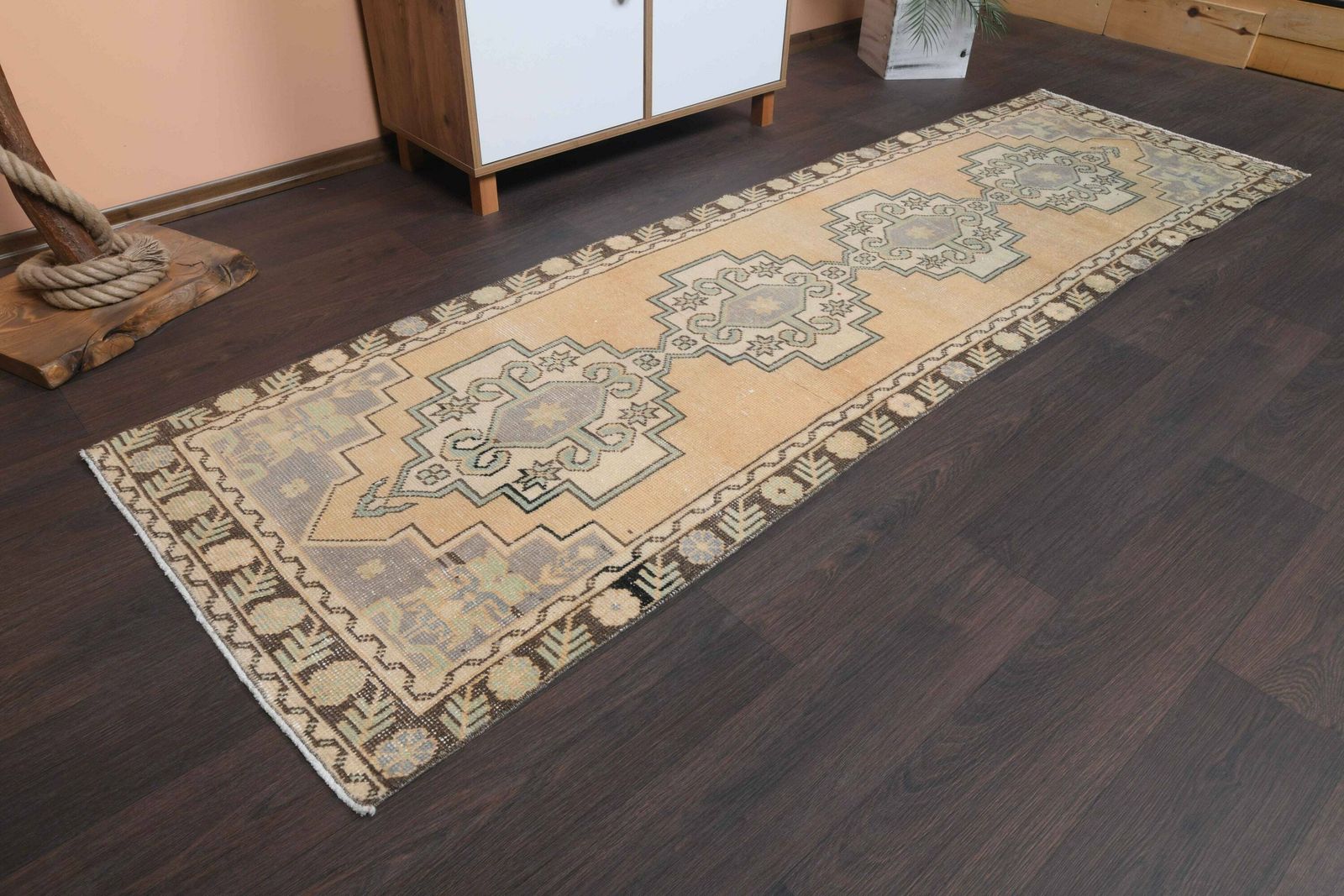 2.6x8.7 Ft Turkish Runner Rug, Vintage Runner Rug, Oushak Runner Rug, Antique Rug, Hallway Rug, 3x9 Runner Rug, Entryway Rug, Kitchen Rug