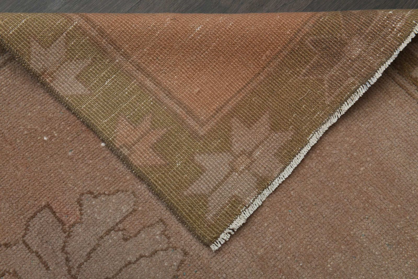 photo for sale 3x10 Handmade Turkish Vintage Oushak Runner Rug, Antique Rug, Faded Pink Brown Rug, 3x10 Rug, Hallway Rug, Kitchen Rug, Shabby Chic Decor