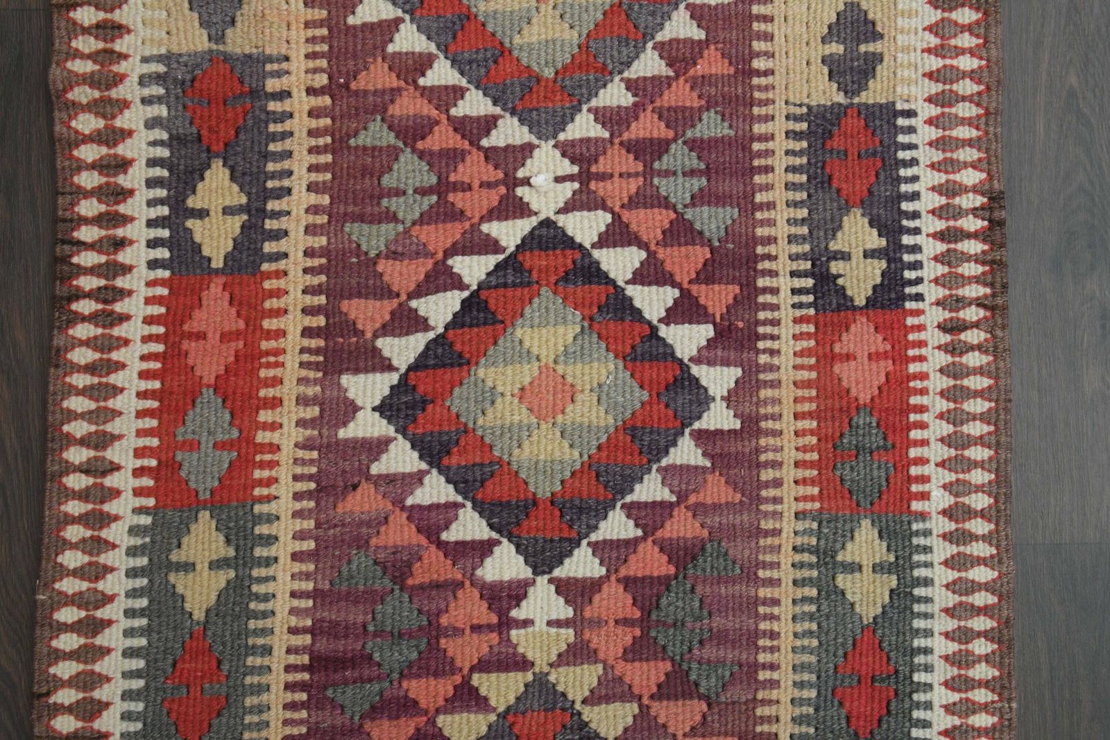3x14 Puple Beige Turkish Rug, Handmade Vintage Wool Rug, Oushak Runner, 3x14 Runner Rug, Kitchen Rug, Hallway Rug, Antique Rug, 2.9x14.0 Ft photo 585.0