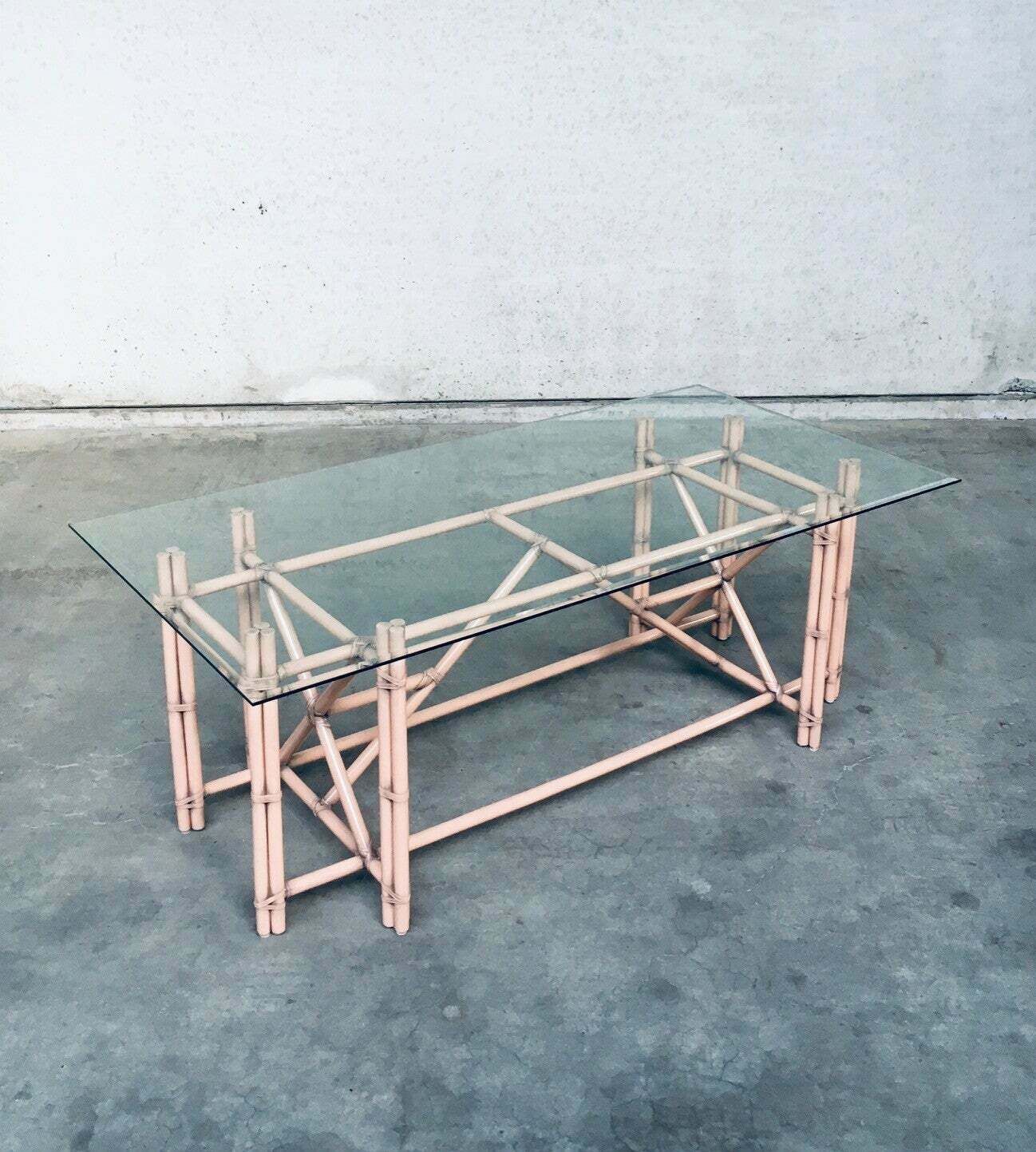 Organic Monumental Faux Bamboo Glass Top Dining Table In The Style Of Mcguire photo 2000.0