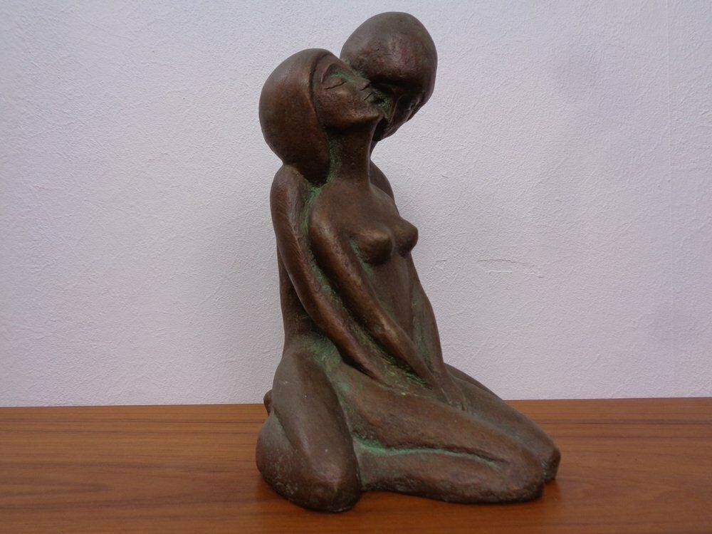 Handcrafted Stoneware Loving Couple Figure From Achatit Werkstätten, Germany, 1960s photo buy