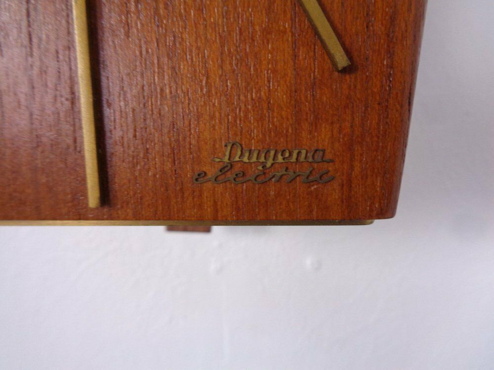 photo furniture Teak & Brass Dugena Electric Wall Clock, Germany, 1960s