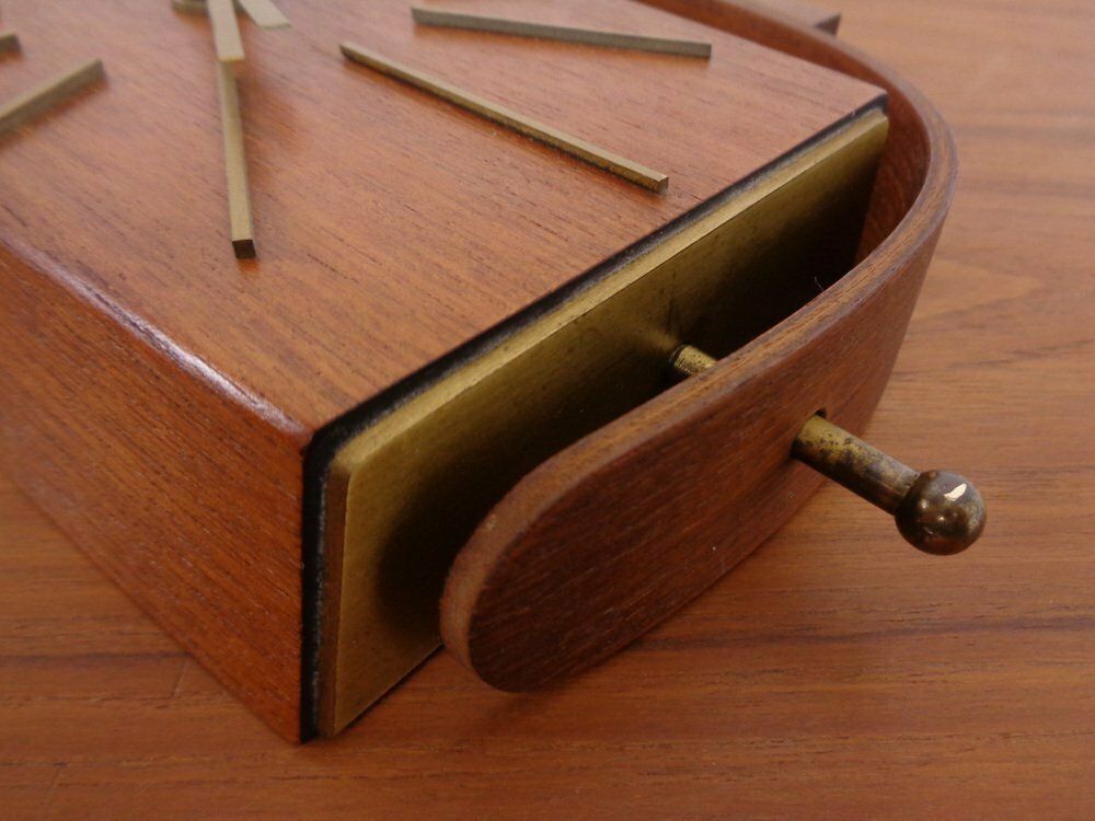 photo buy Teak & Brass Dugena Electric Wall Clock, Germany, 1960s