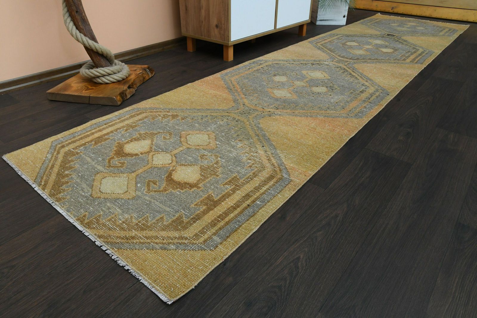 2.8x11.7 Ft Turkish Runner, Oushak Runner, Wool Rug, Hallway Rug, Vintage Runner, Kitchen Runner, 3x12 Runner Rug, Entryway Rug, Antique Rug photo for sale