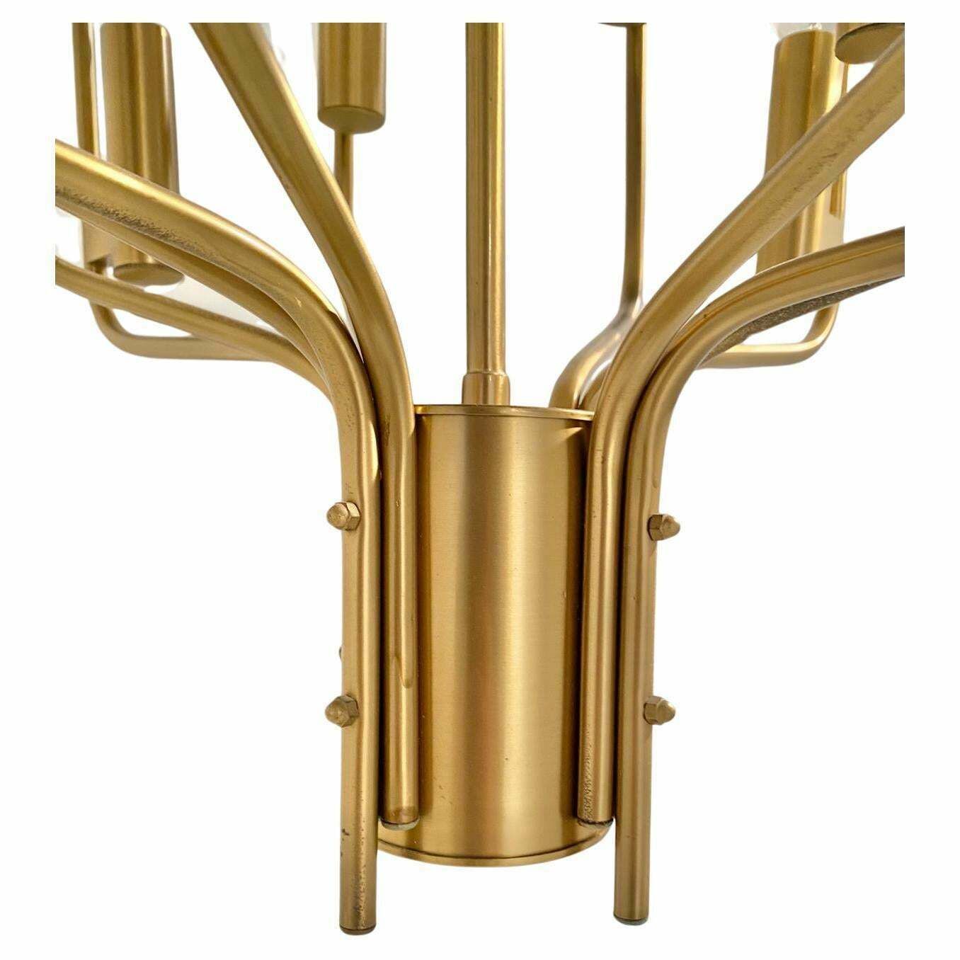 Brass Chandelier, Oscar Torlasco, 1950s Italy photo vinterior
