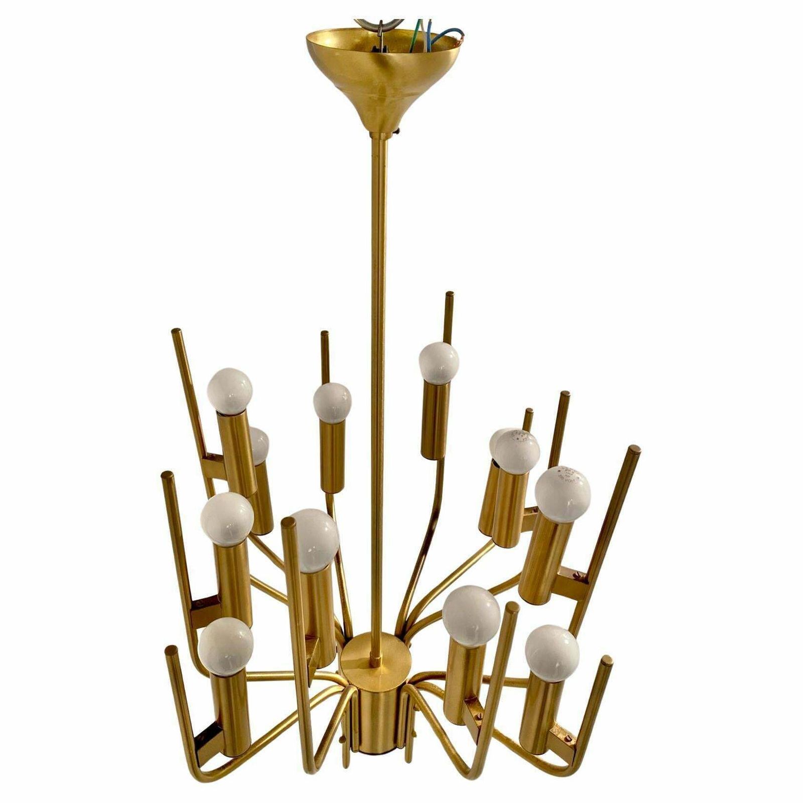Brass Chandelier, Oscar Torlasco, 1950s Italy