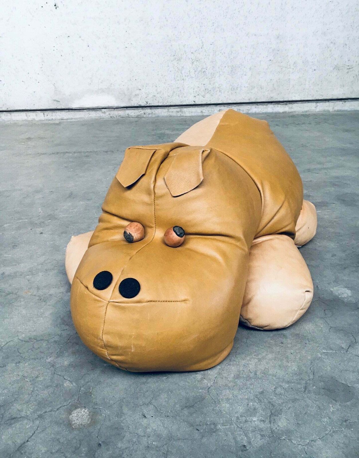 photo furniture 1970's Leather Hippo Hippopotamus Footstool Pouf