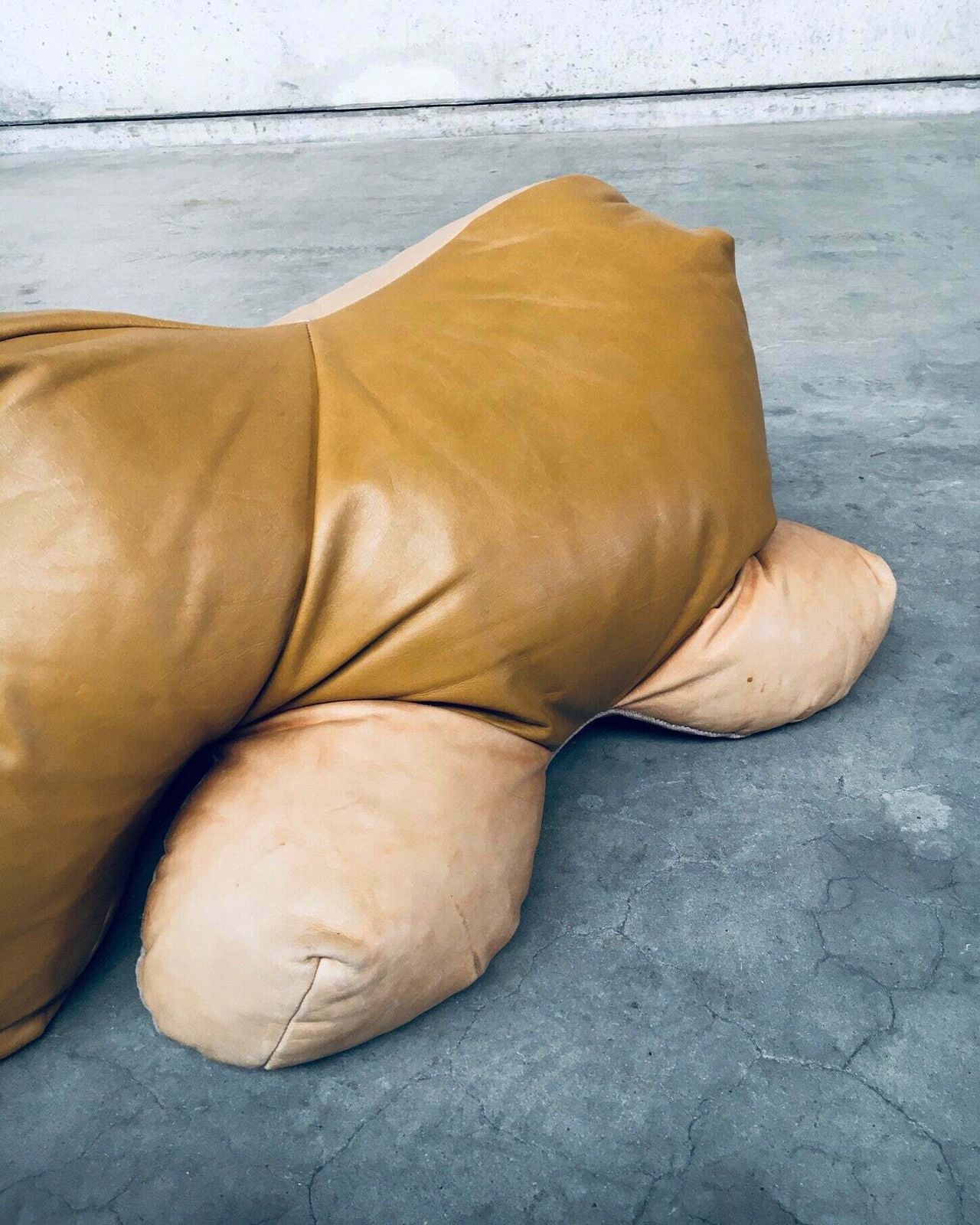 Furniture 1970's Leather Hippo Hippopotamus Footstool Pouf photo