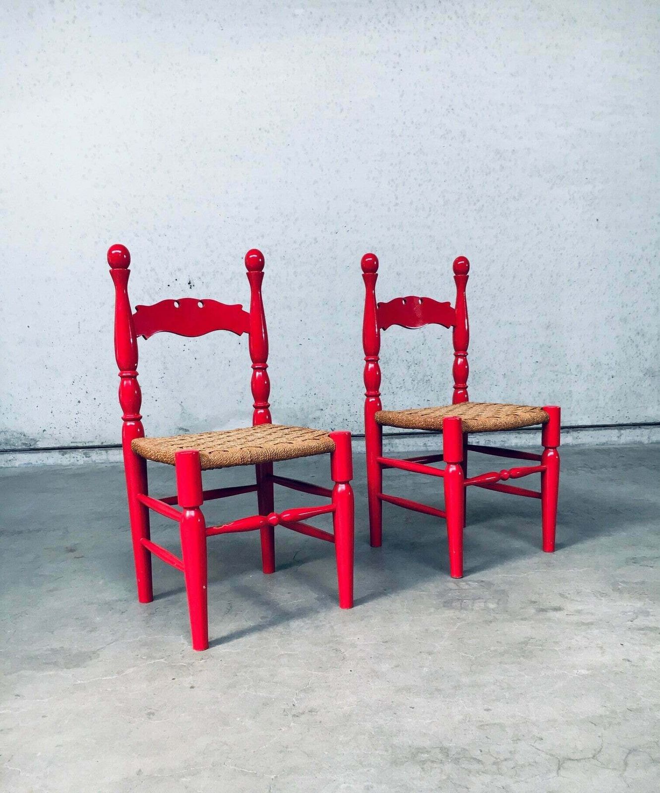 Scandinavische Landelijke Stijl Stoelen In Rood, Zweden Ca. Jaren 1960 photo vinterior