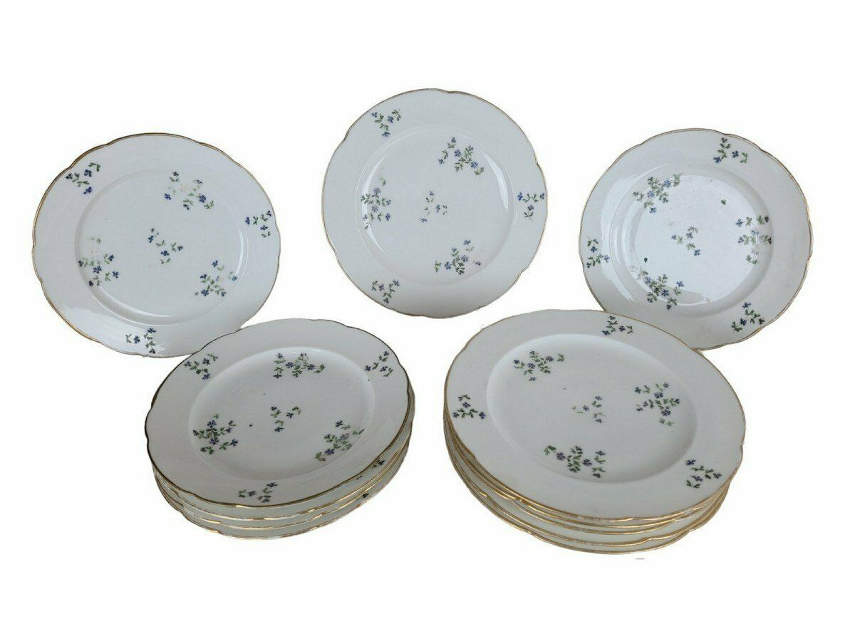 Nast Paris, Series Of 12 Barbeaux Plates, 18th Century
