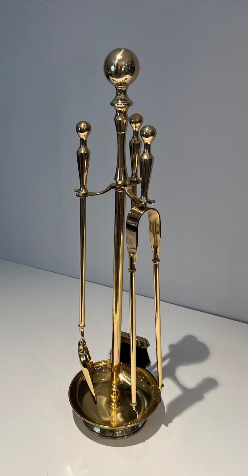 Neoclassical Style Brass Fire Kit