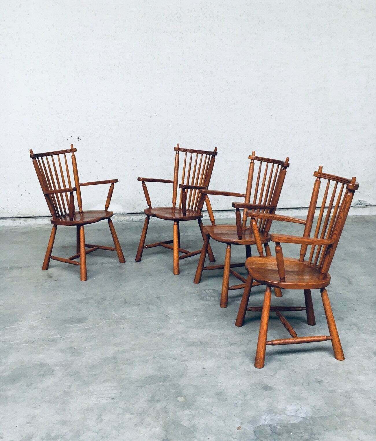 photo furniture Dutch Design Oak Arm Chair Set By De Ster Gelderland, Netherlands 1960's