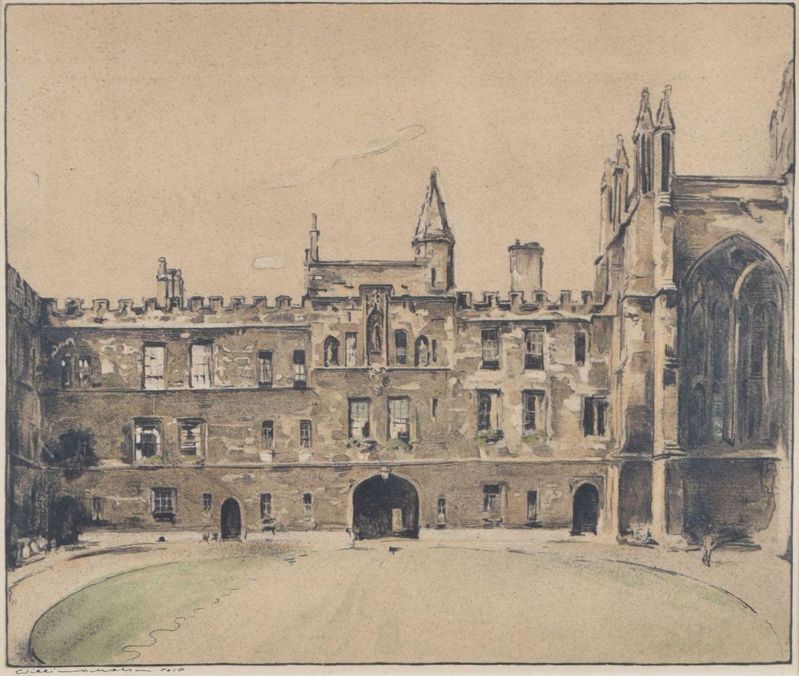 William Nicholson New College, Oxford Lithograph By William Nicholson 1902   1904 photo furniture