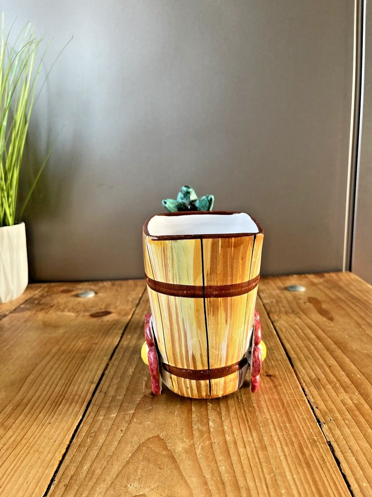 Large Mid Century 50's Italian Pottery Kitsch Donkey Cart Plant Pot Planter photo for sale