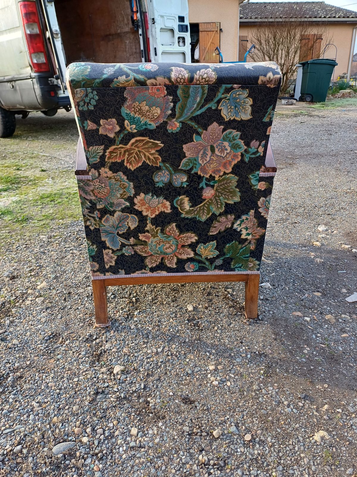 Art Deco Walnut Armchair, 1940s photo vintage