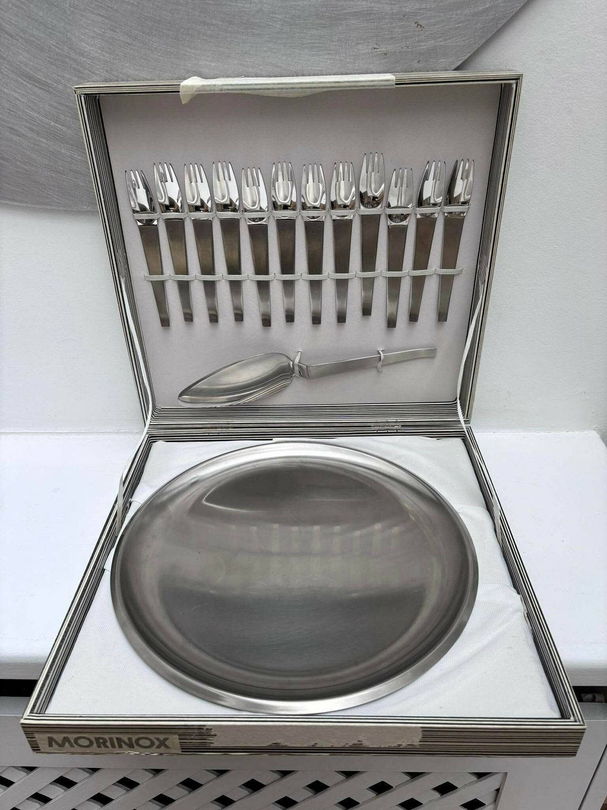 photo for sale Dessert Set Modernist Flatware Fork Set Carl Auböck Design Morinox And Amboss 50s Postmodern Lunik 2060 Austrian Design Wedding Luxury Gift