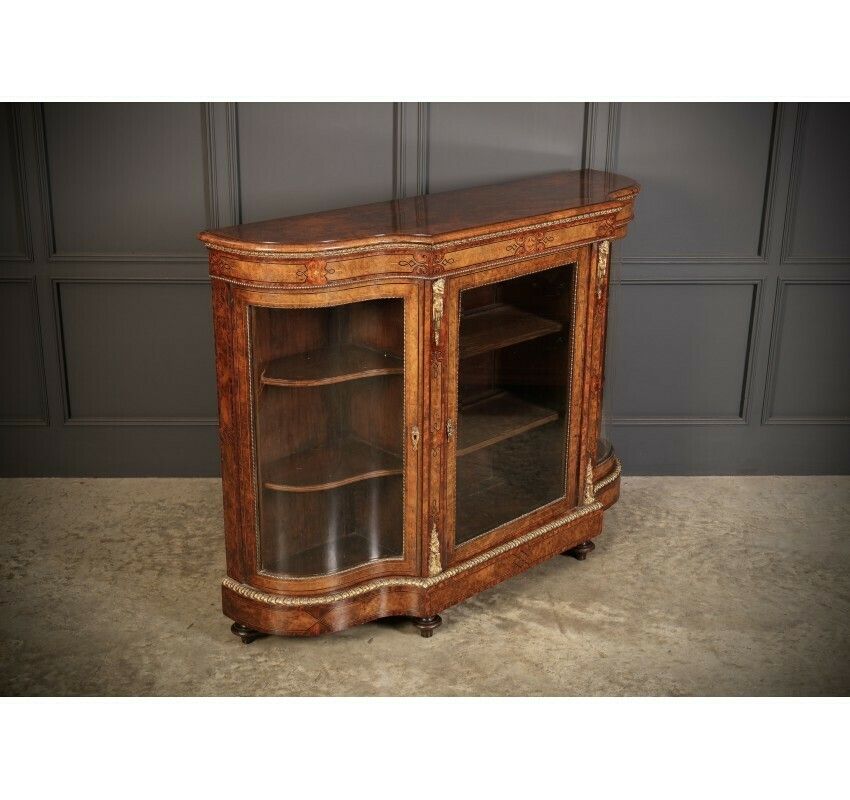 Impressive Burr Walnut Marquetry Inlaid Credenza Cabinet photo Furniture