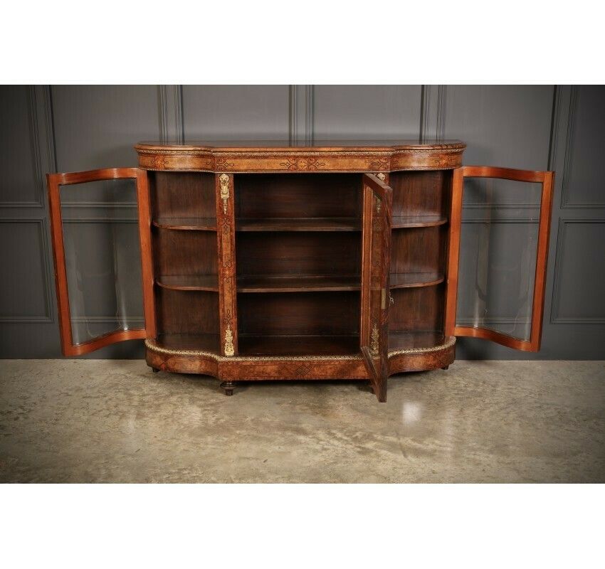 photo buy Impressive Burr Walnut Marquetry Inlaid Credenza Cabinet