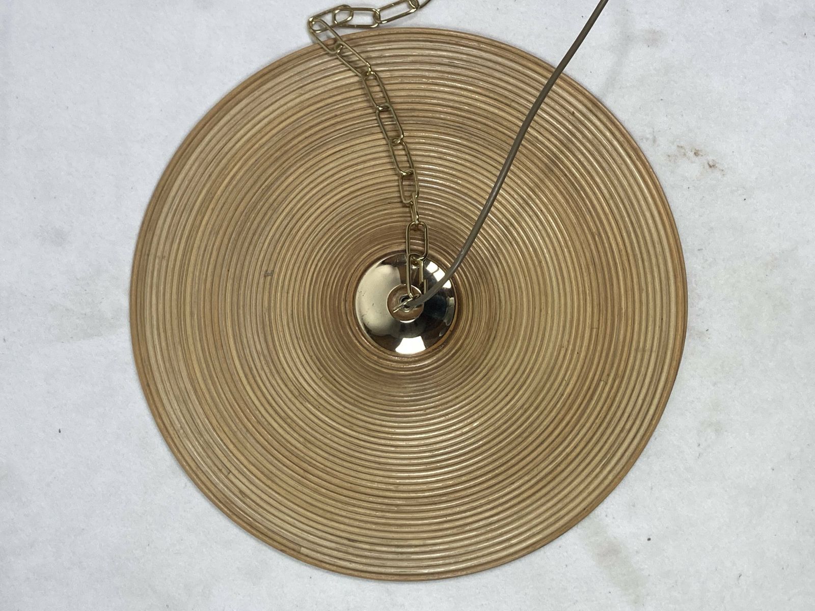 photo vinterior Pencil Split Reed, Rattan, Bamboo & Brass Pendant Hanging Lamp, Italy, 1970s