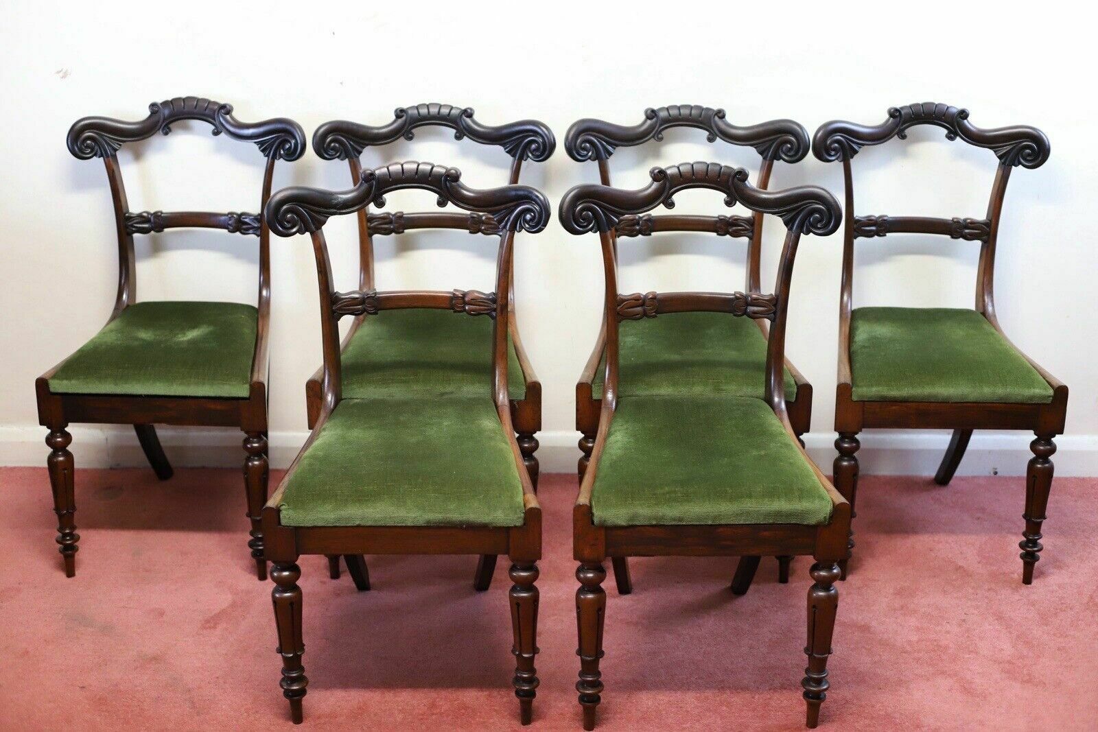 Lovely Set Of Six George IV Rosewood Dining Chairs