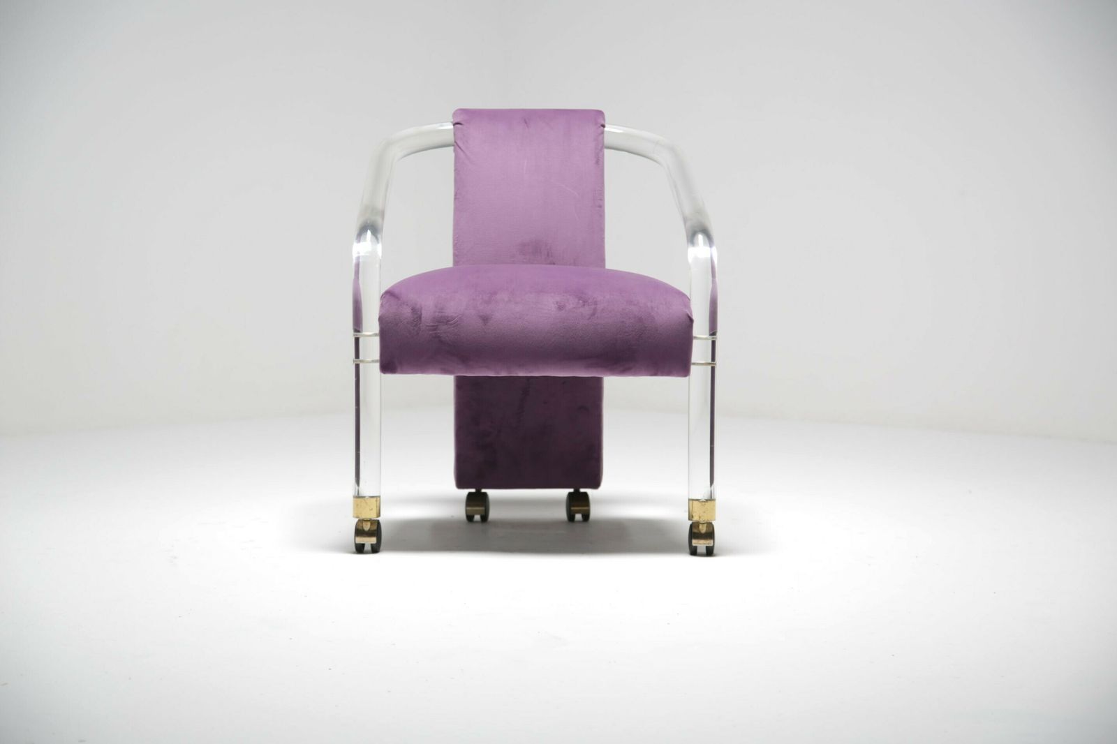 photo furniture Lucite Velvet Armchair By Hill Manufacturing, USA, 1980s.