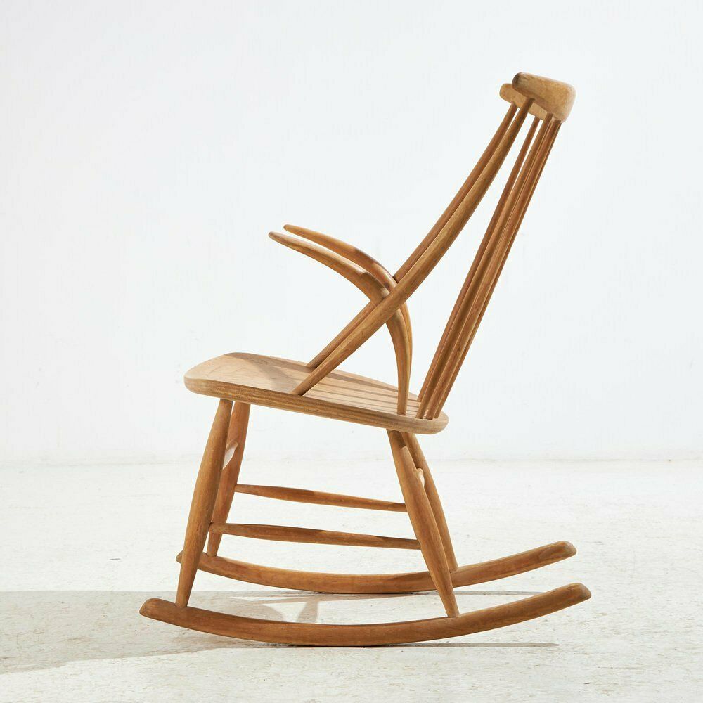 Beech Iw3 Rocking Chair By Illum Wikkelsø For Niels Eilersen, 1960s photo for sale