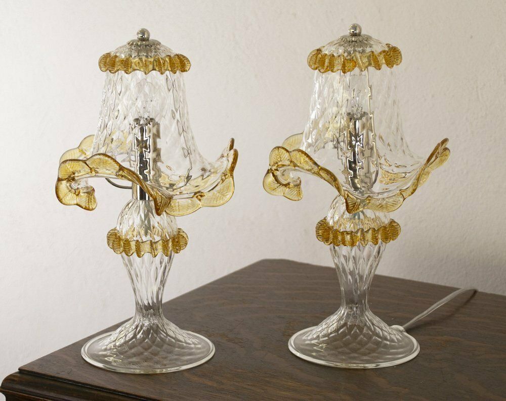 Italian Murano Glass Table Lamps, Early 21st Century, Set Of 2 photo for sale