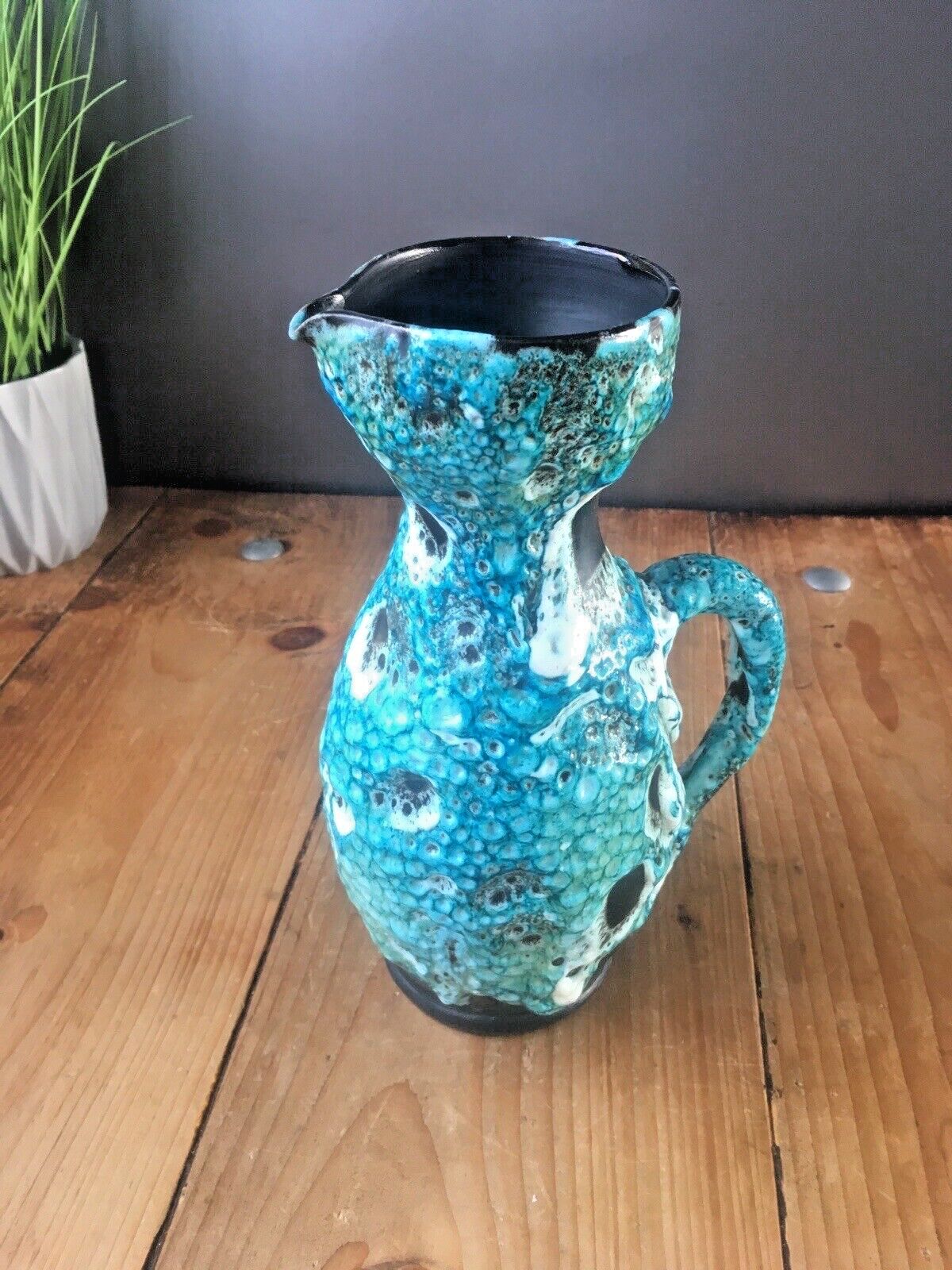 Spectacular Mid Century 60's Le Cyclope Annecy French Fat Lava Pottery Jug Mcm photo buy