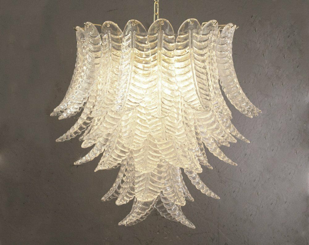 Large Pendant Chandelier With Murano Glass Leaves, Italy, 1990s photo 2344.0