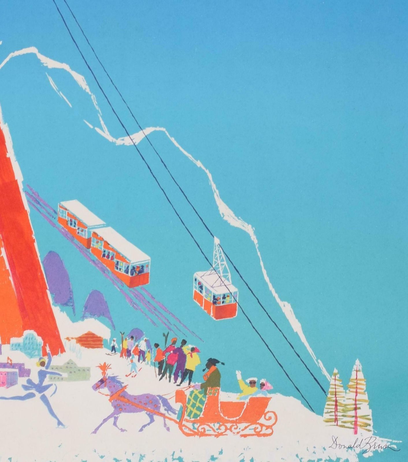 Donald Brun Davos, Switzerland Original Vintage Ski Poster By Donald Brun 1970s photo 1350.0