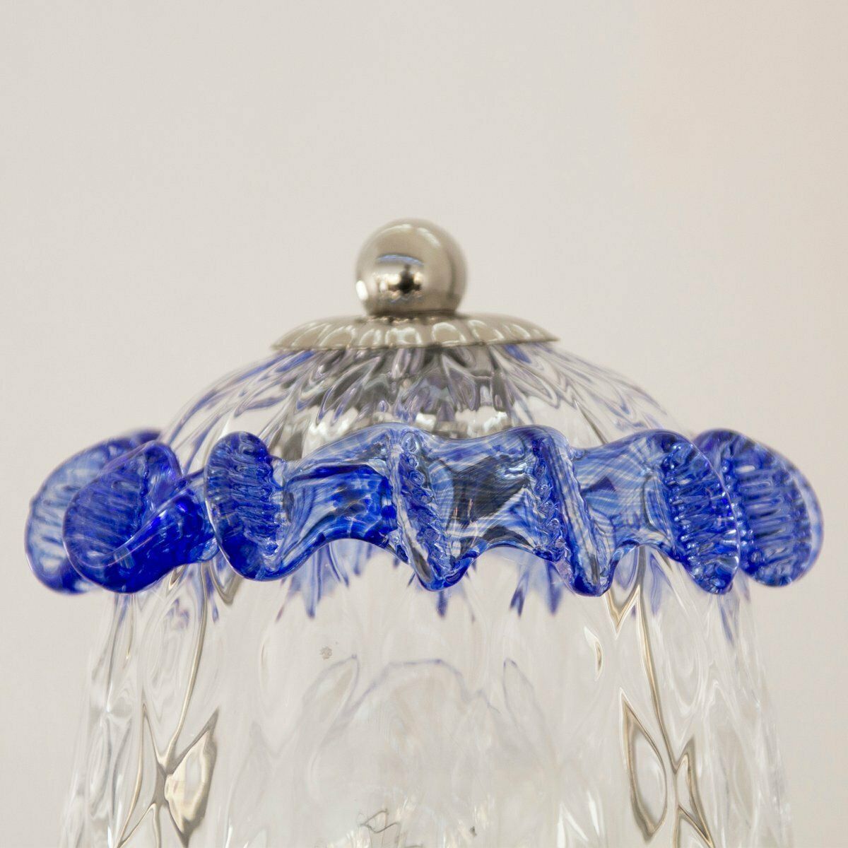 Lighting Clear And Blue Murano Glass Table Lamps, 2000s, Set Of 2 photo