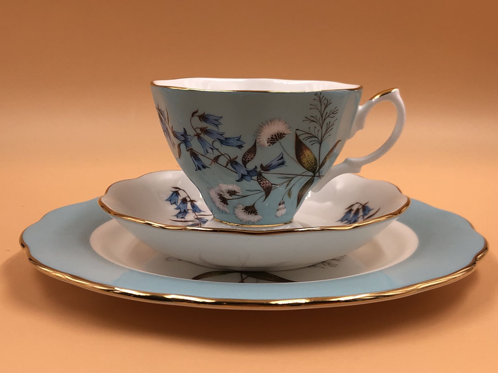 photo furniture Royal Albert China 100 Years Festival Design Tea Cup, Saucer & Side Plate Trio Boxed.