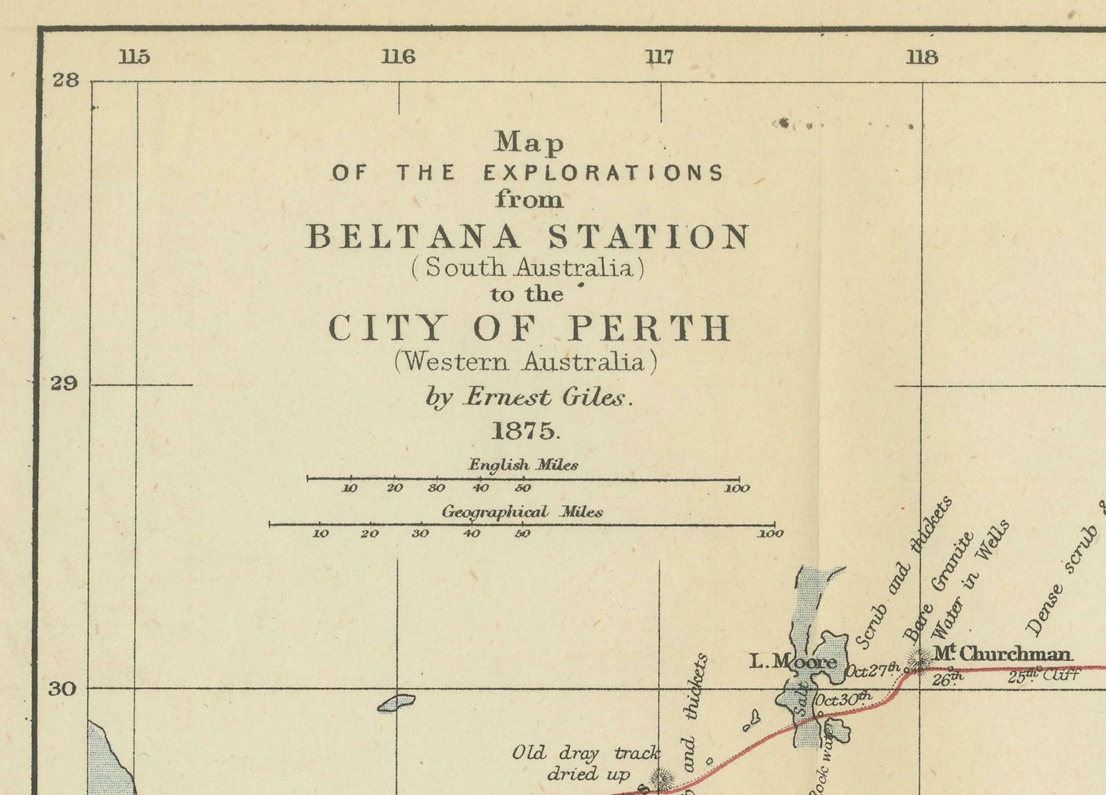 The 4000km Exploration Of Ernest Giles From Beltena To Perth, Australia In 1875 photo vinterior