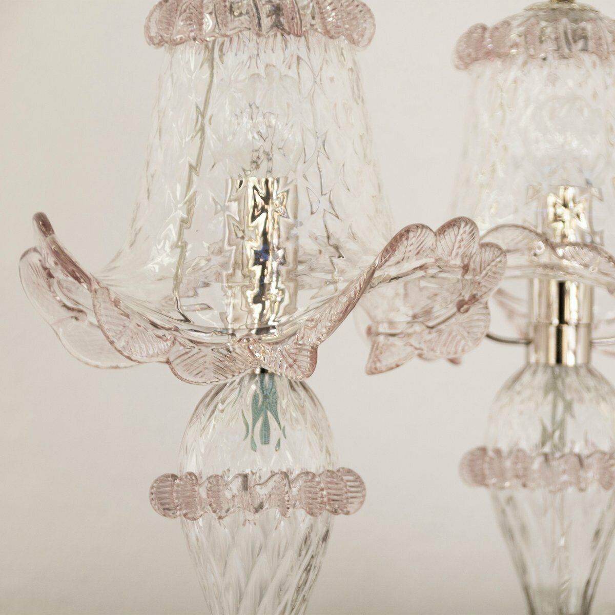 Italian Light Amethyst Murano Glass Table Lamps, 2000s, Set Of 2 photo for sale