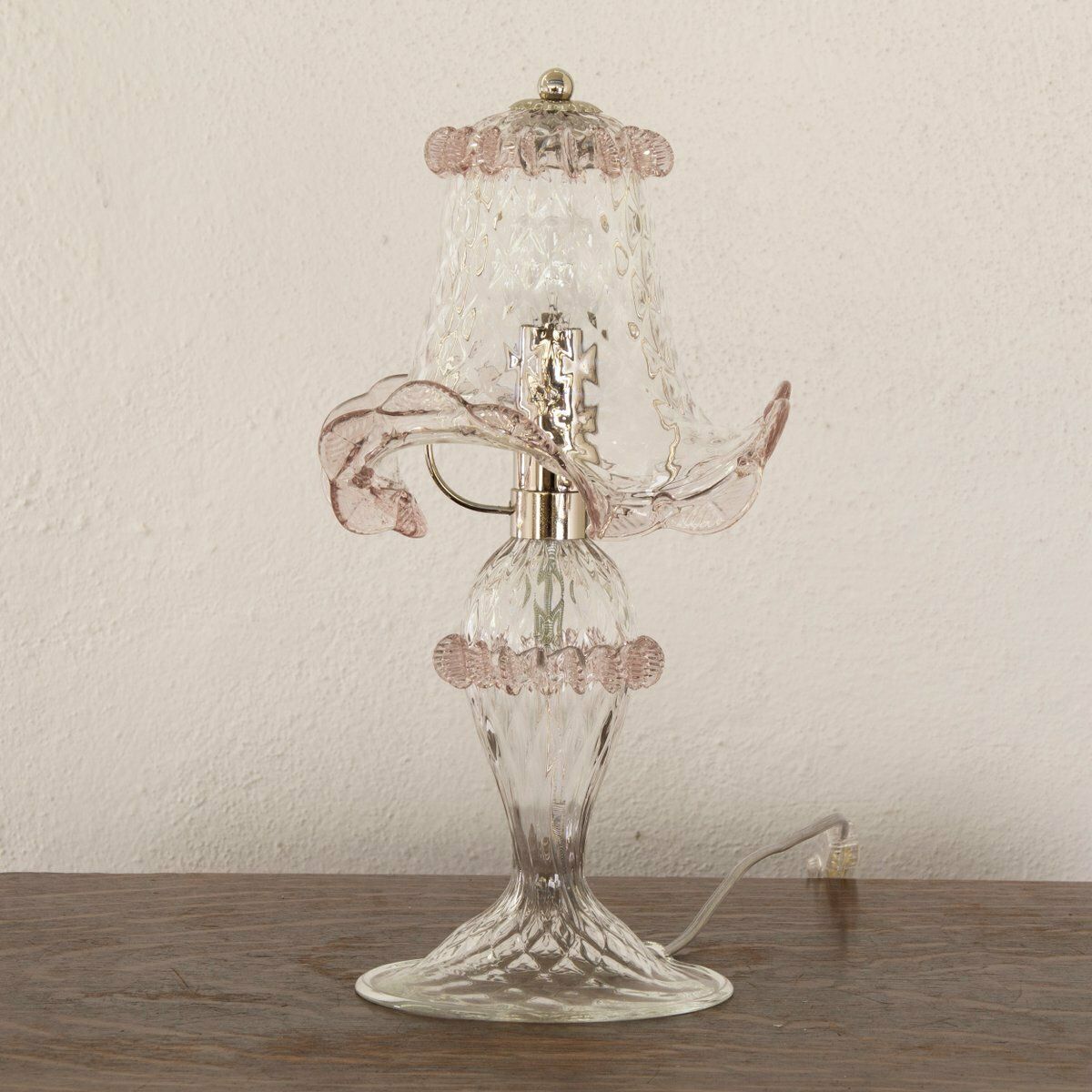 Italian Light Amethyst Murano Glass Table Lamps, 2000s, Set Of 2 photo 206.0
