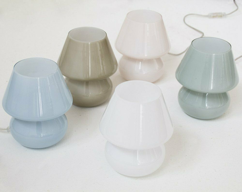 186.0 Italian Murano Glass Mushroom Lamps, 1990s, Set Of 2 photo