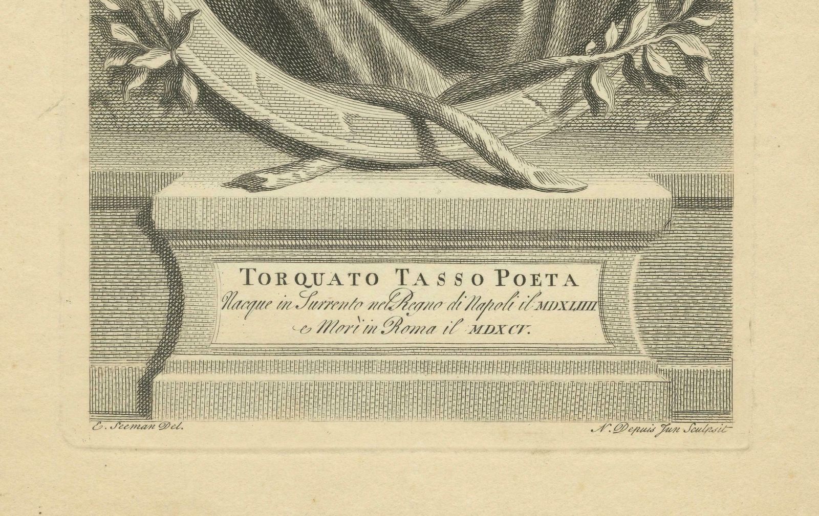 Engraving Of Torquato Tasso, Prominent Italian Poet Of The 16th Century, 1724 photo Art
