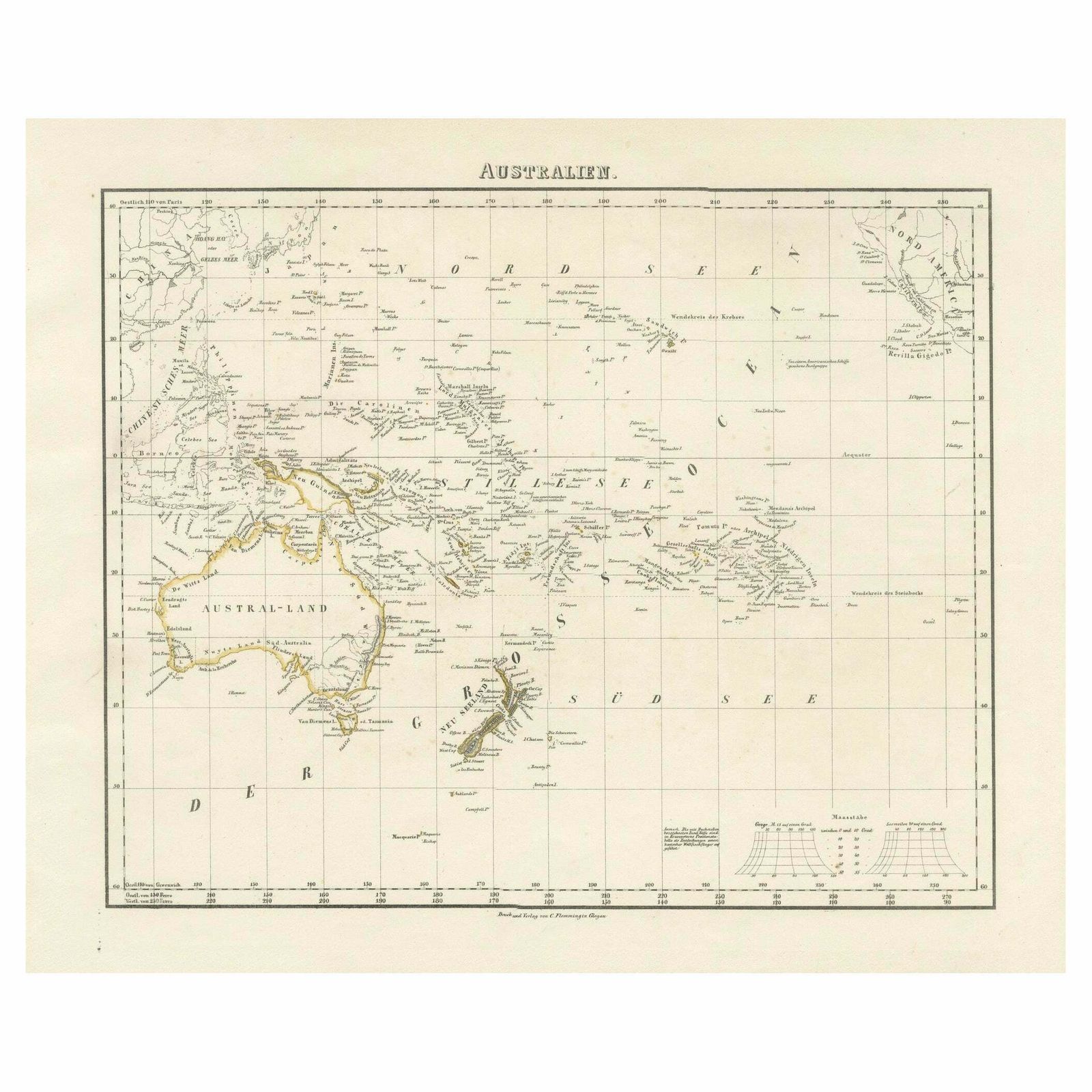 Title: Mid 19th Century Map Of Australasia By Carl Flemming   1855