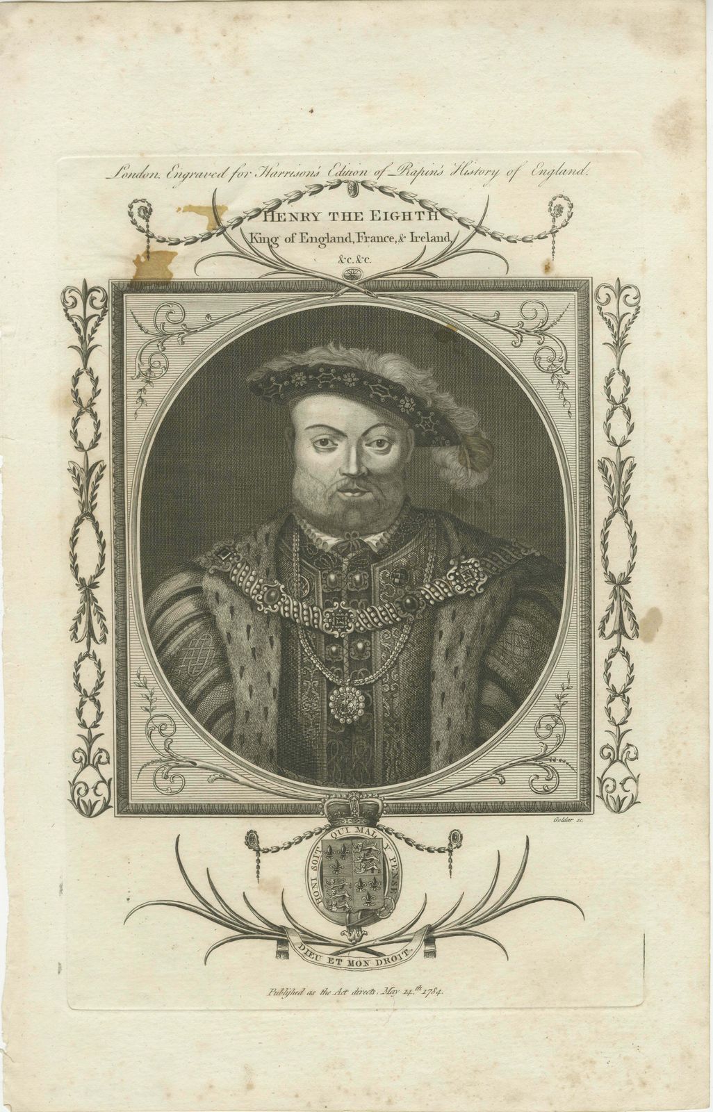 1784 Engraved Portrait Of William Cecil, Elizabethan Mastermind photo furniture