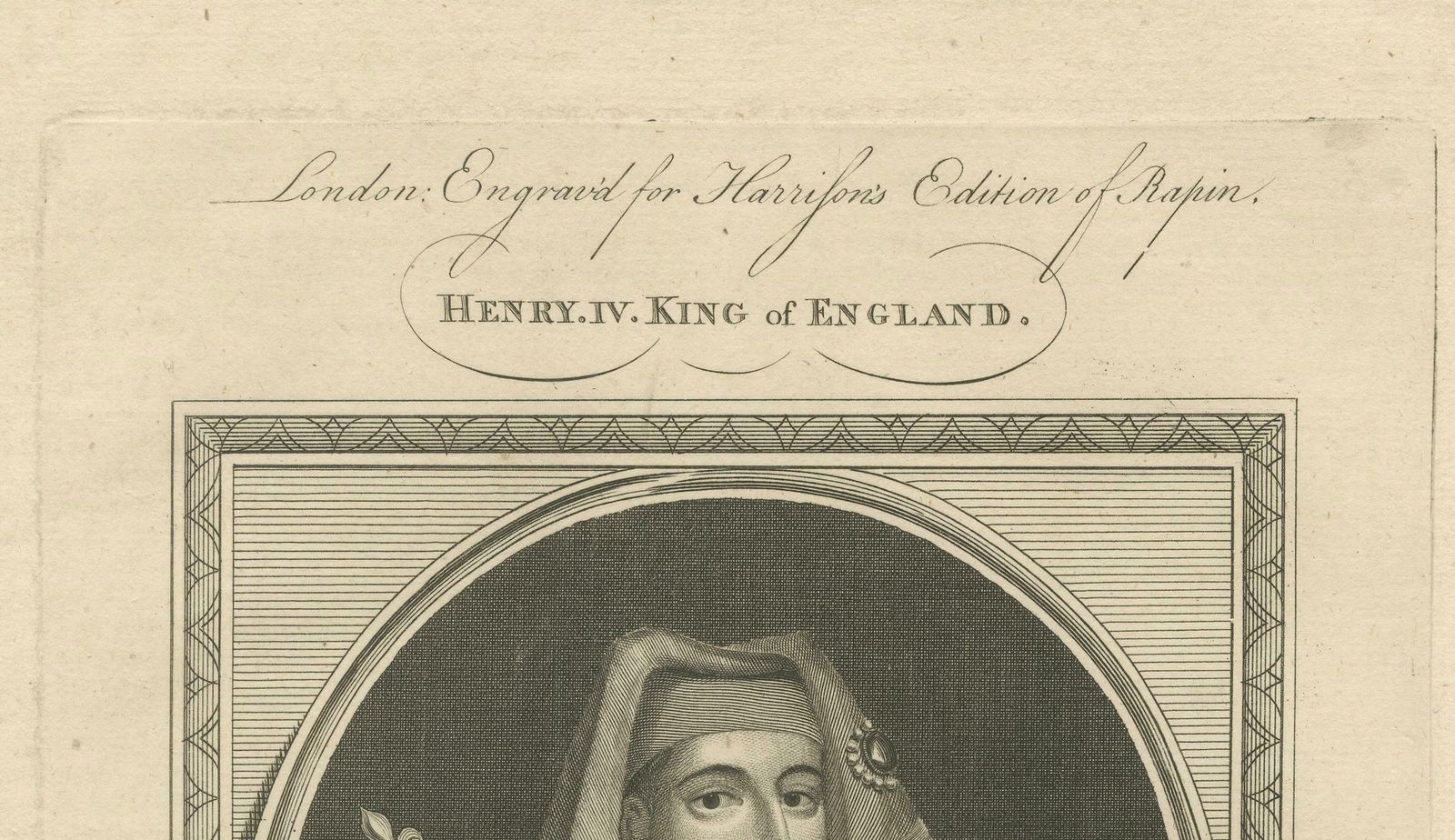 1787 Engraved Portrait Of King Henry IV   Lancastrian Sovereign photo for sale