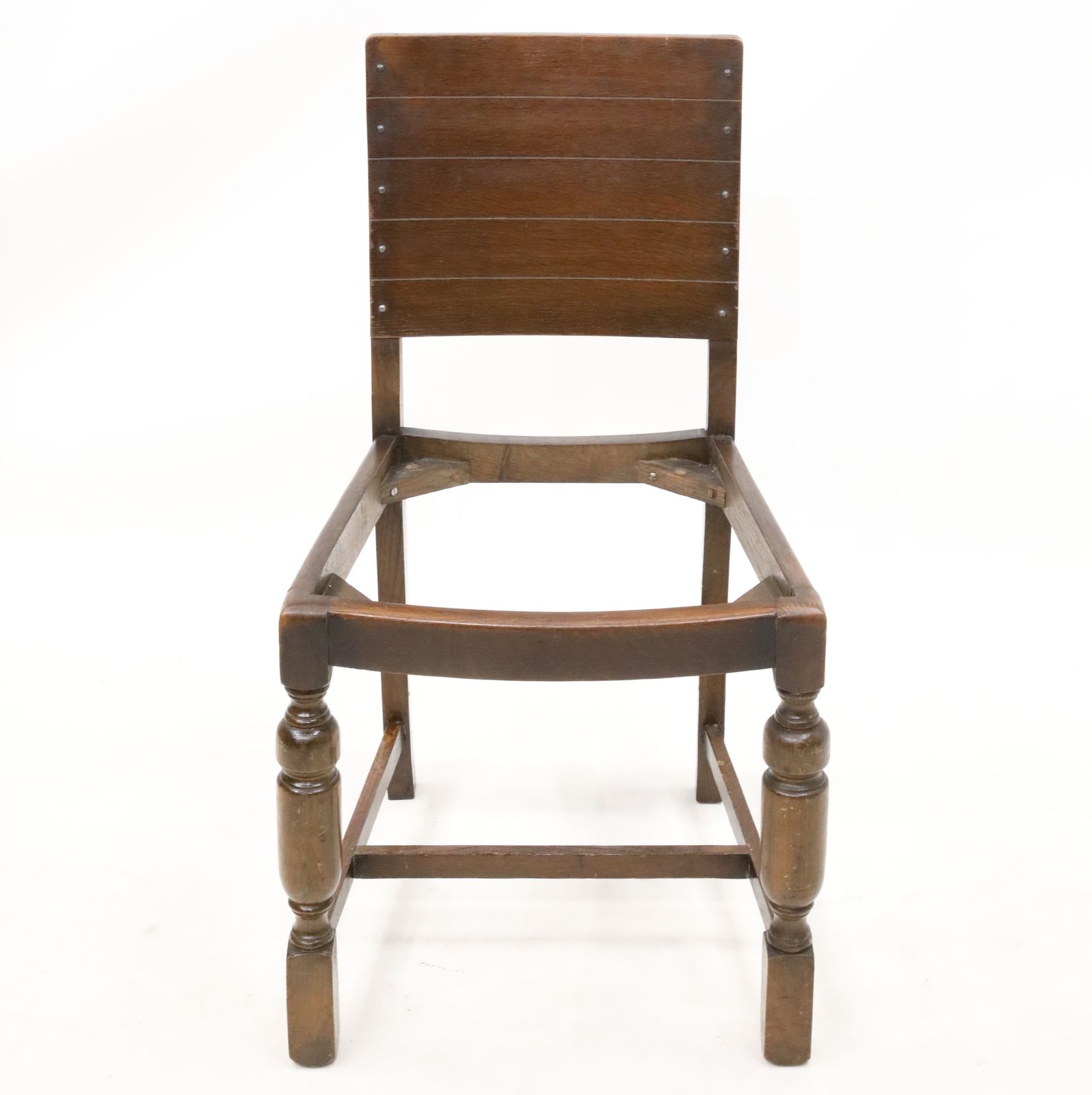 Vintage Oak Hall/Bedroom Chair With Brown Leather Drop In Seat Free Uk Delivery photo vinterior