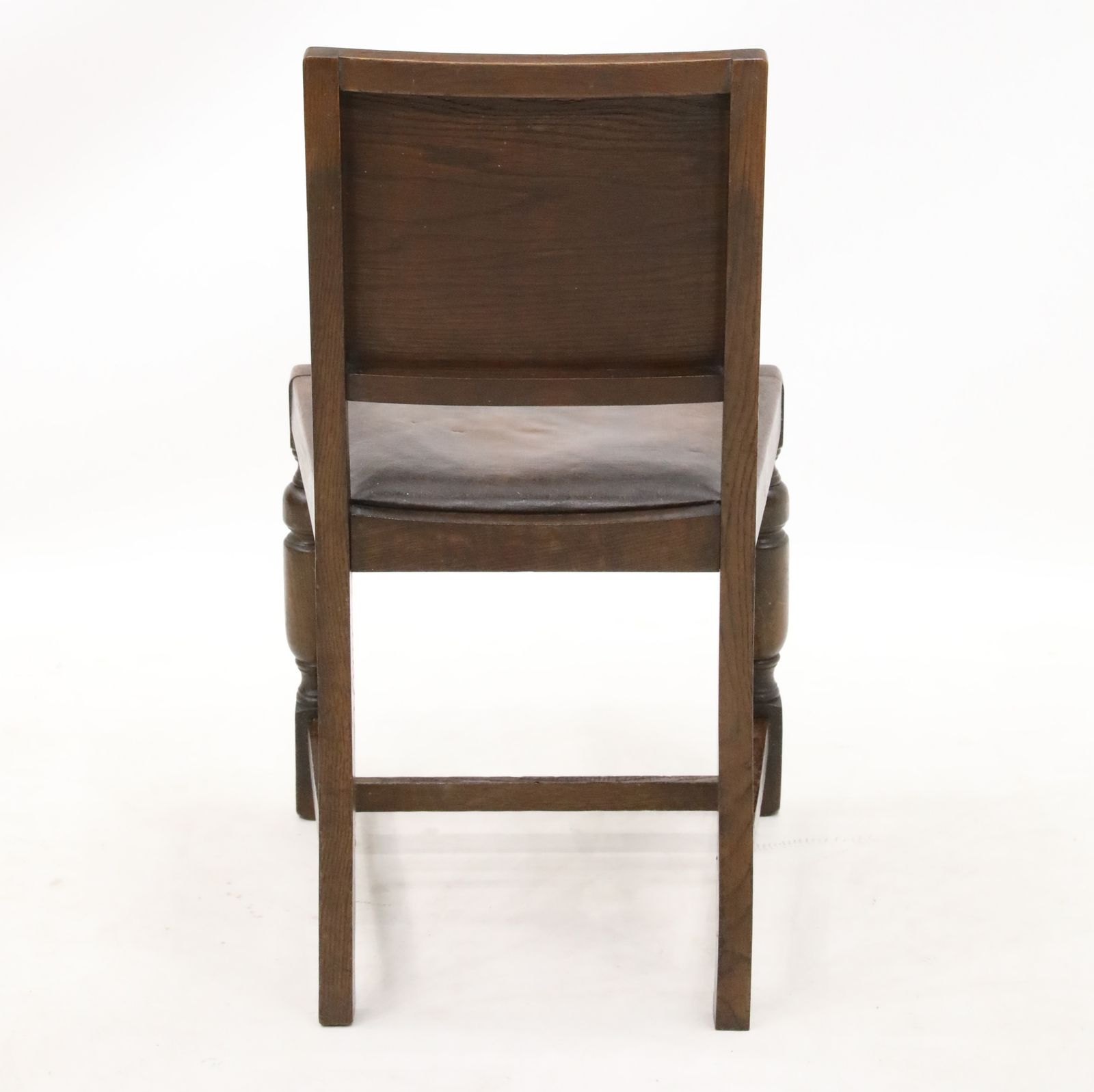 Vintage Oak Hall/Bedroom Chair With Brown Leather Drop In Seat Free Uk Delivery photo vintage
