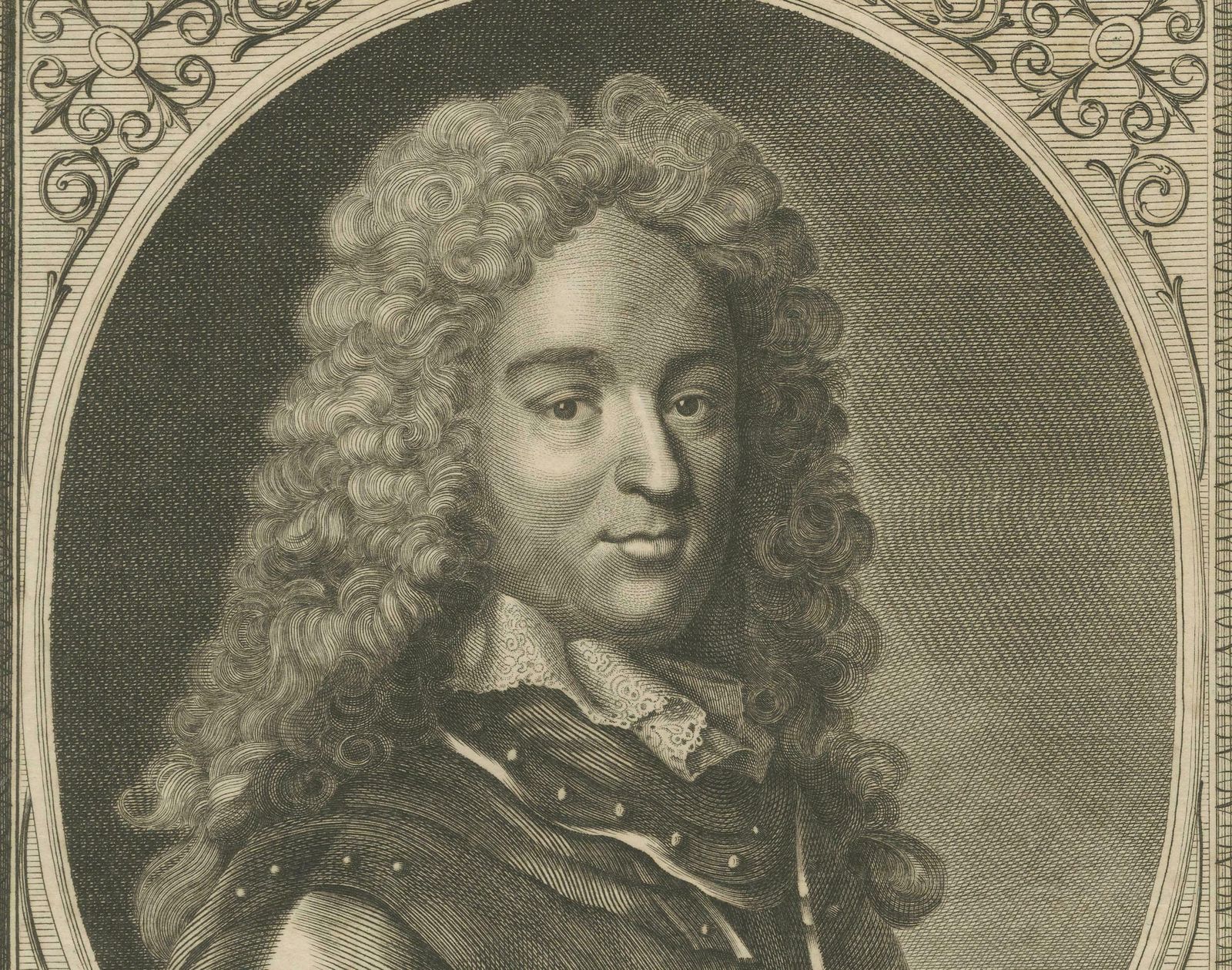 Authentic 1784 Engraved Portrait Of Historian Rapin De Thoyras photo 208.0