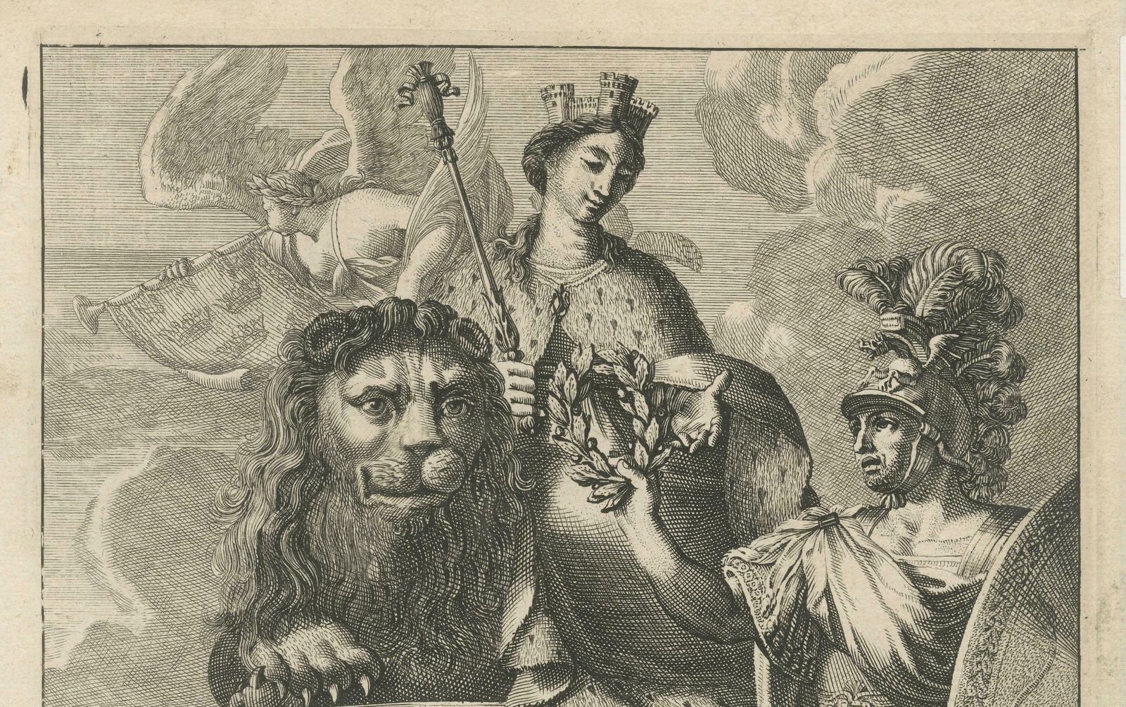 Antique Title Print Featuring The Personification Of The Swedish Realm, 1669 photo furniture