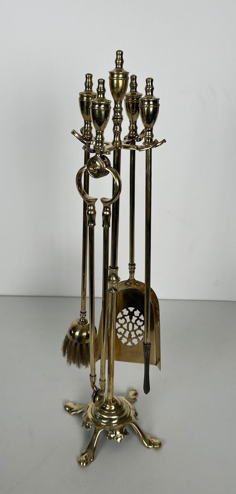 Neoclassical Style Brass Fire Kit