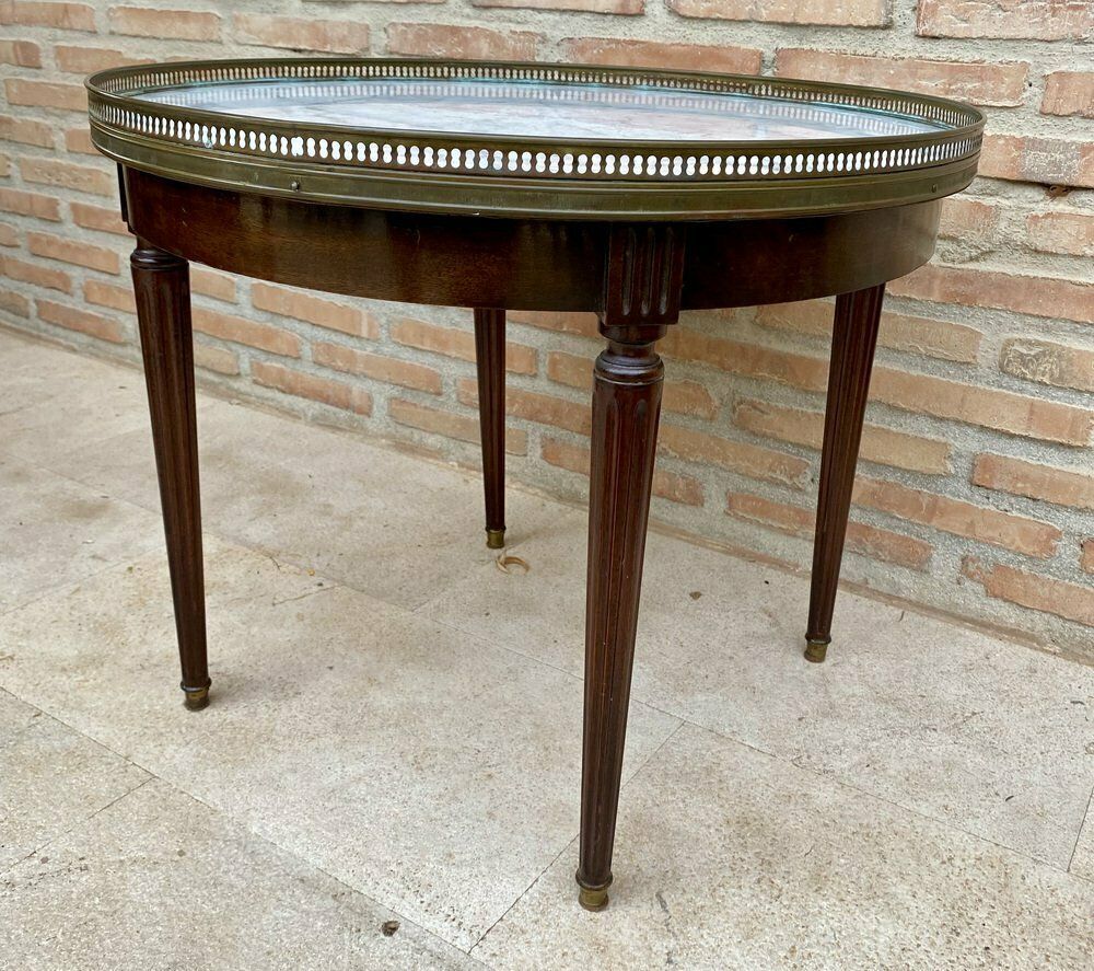 Louis XVI Style Walnut And Marble Top Bouillotte Table, 1890s photo 1971.0