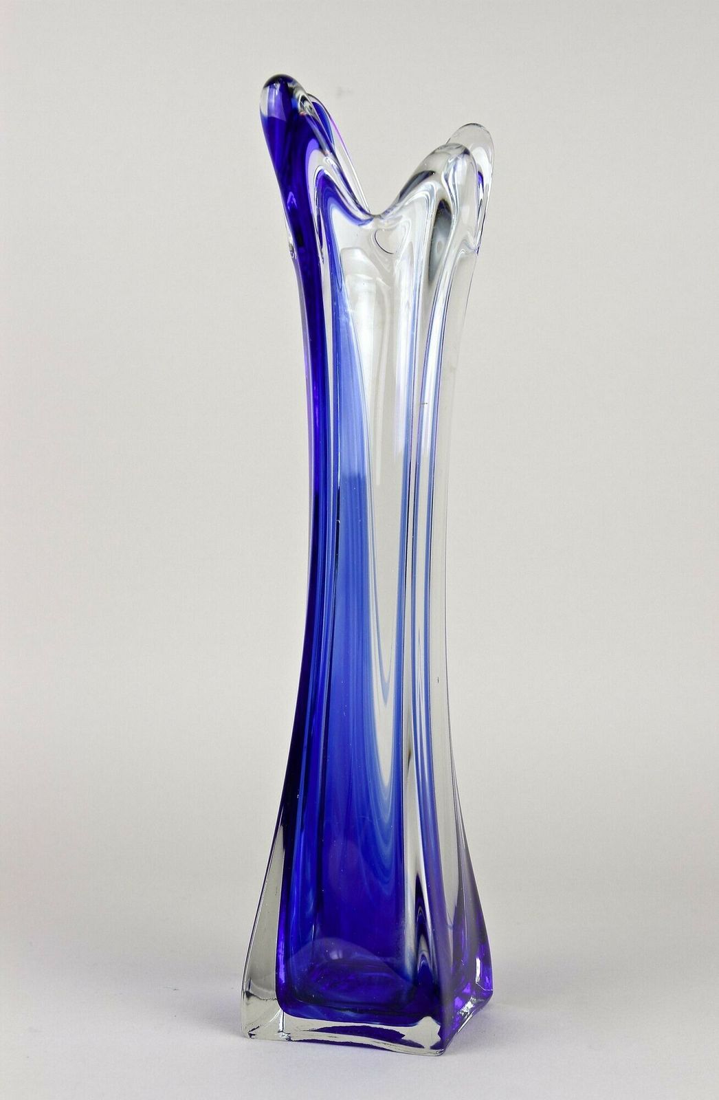 photo furniture Blue/ Clear Murano Glass Vase, Late Mid Century   Italy Ca. 1960/70